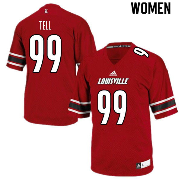 Women #99 Dezmond Tell Louisville Cardinals College Football Jerseys Sale-Red